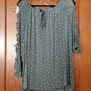 Gray shirt with white dots